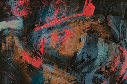 Vibrant abstract expressionist art with bold colors and dynamic brush strokes.