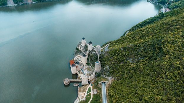 Discover the stunning aerial view of Golubac Fortress by the Danube River in Serbia.