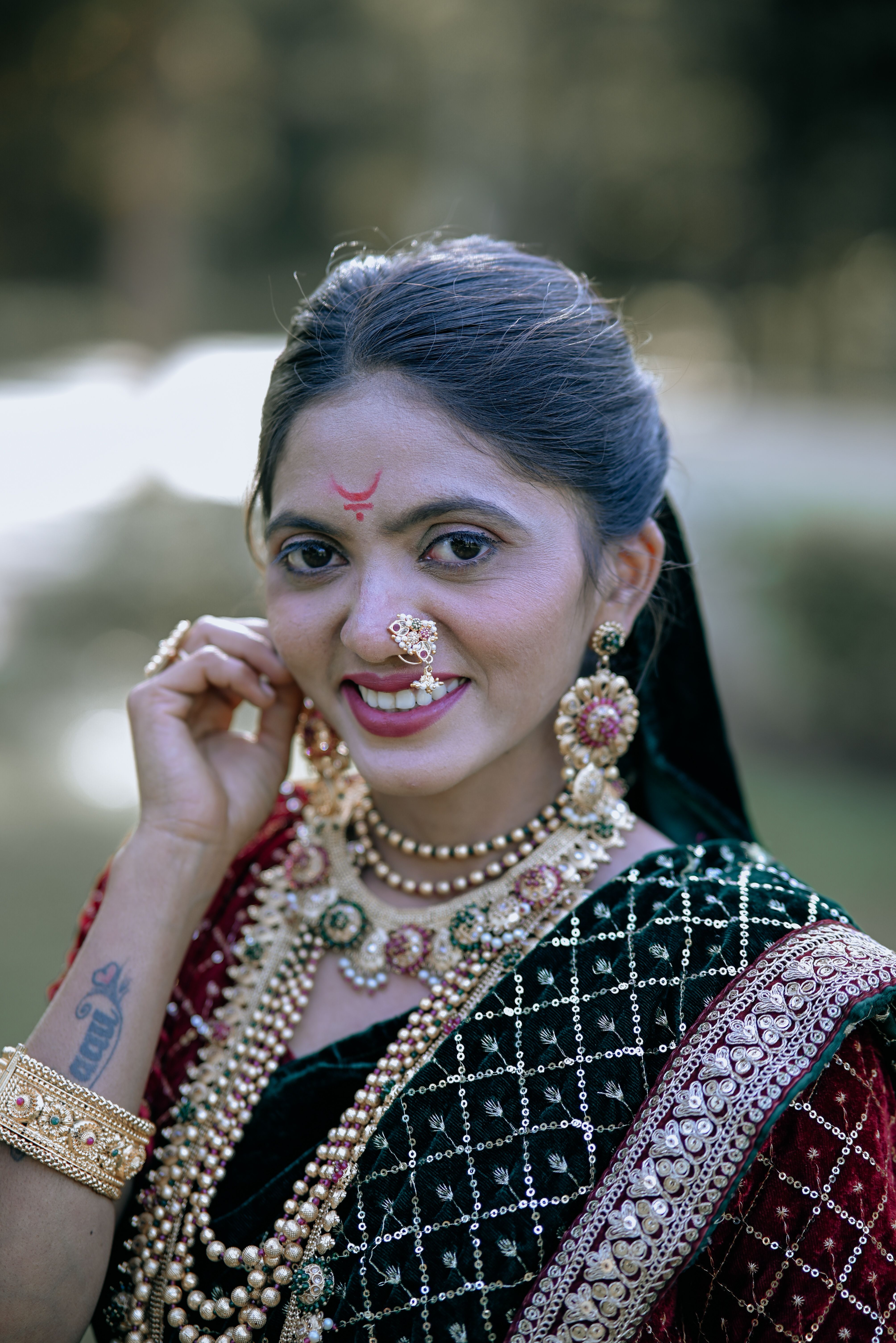 Traditional Indian Woman in Festive Attire Outdoors · Free Stock Photo