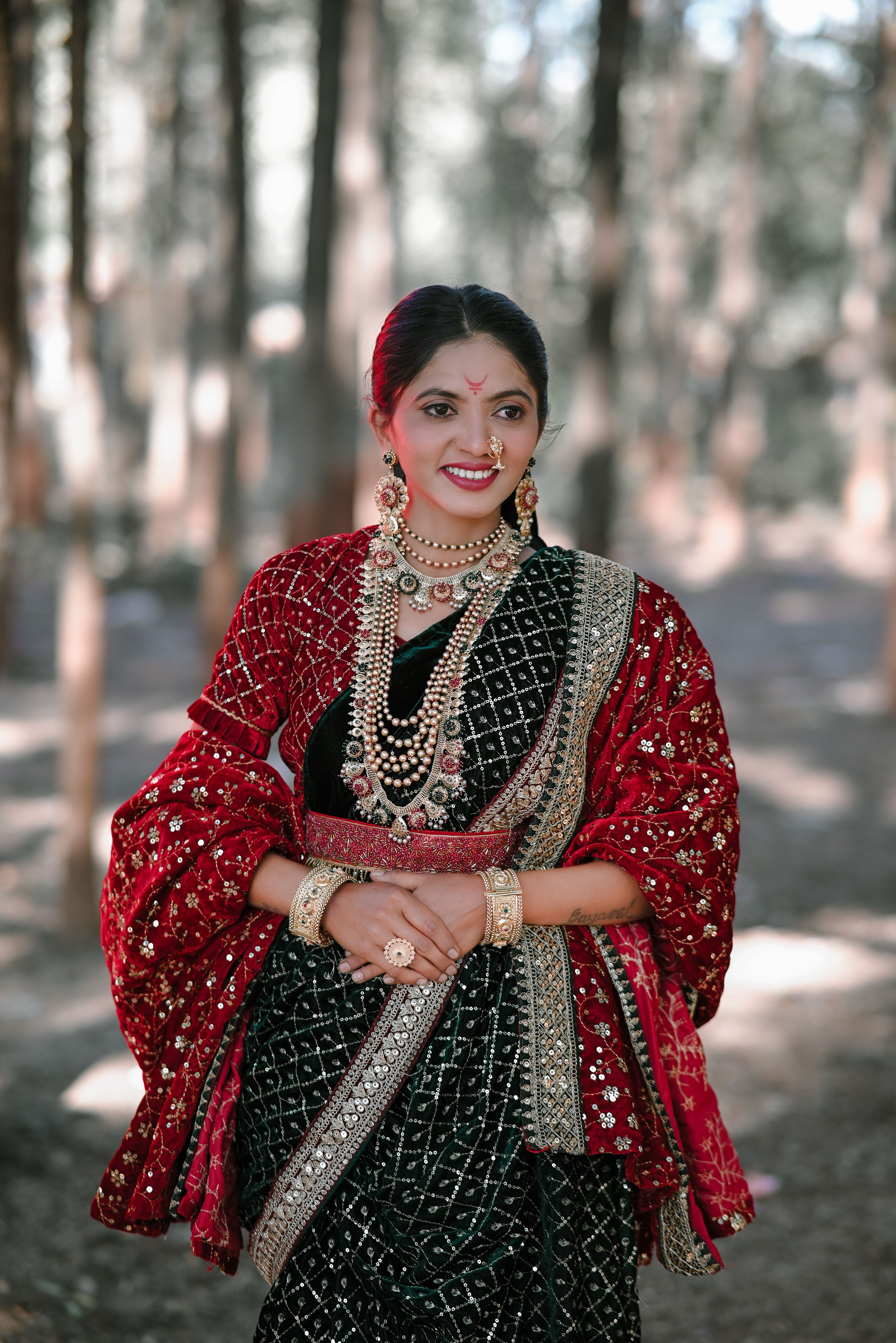 Elegant Woman in Traditional Indian Attire Outdoors · Free Stock Photo