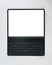 Mockup of Tablet with Keyboard and Blank Screen