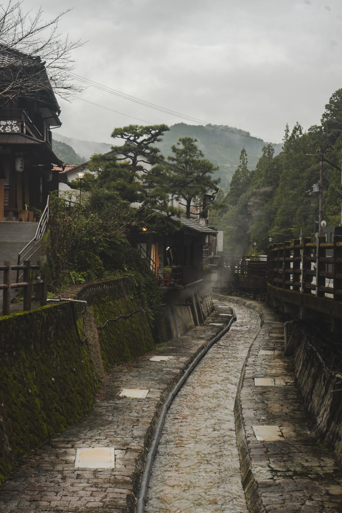 Serene traditional architecture of a Japanese onsen village in Wakayama