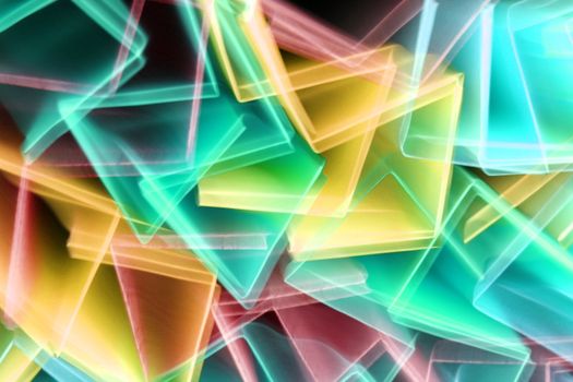 Vibrant abstract art featuring colorful geometric light patterns in an energetic composition.