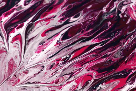 Dynamic abstract fluid art with swirling pink and white patterns creating a vivid and artistic texture.