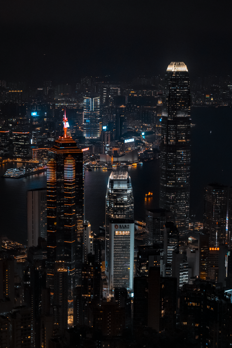 Dramatic Night Skyline of Hong Kong · Free Stock Photo