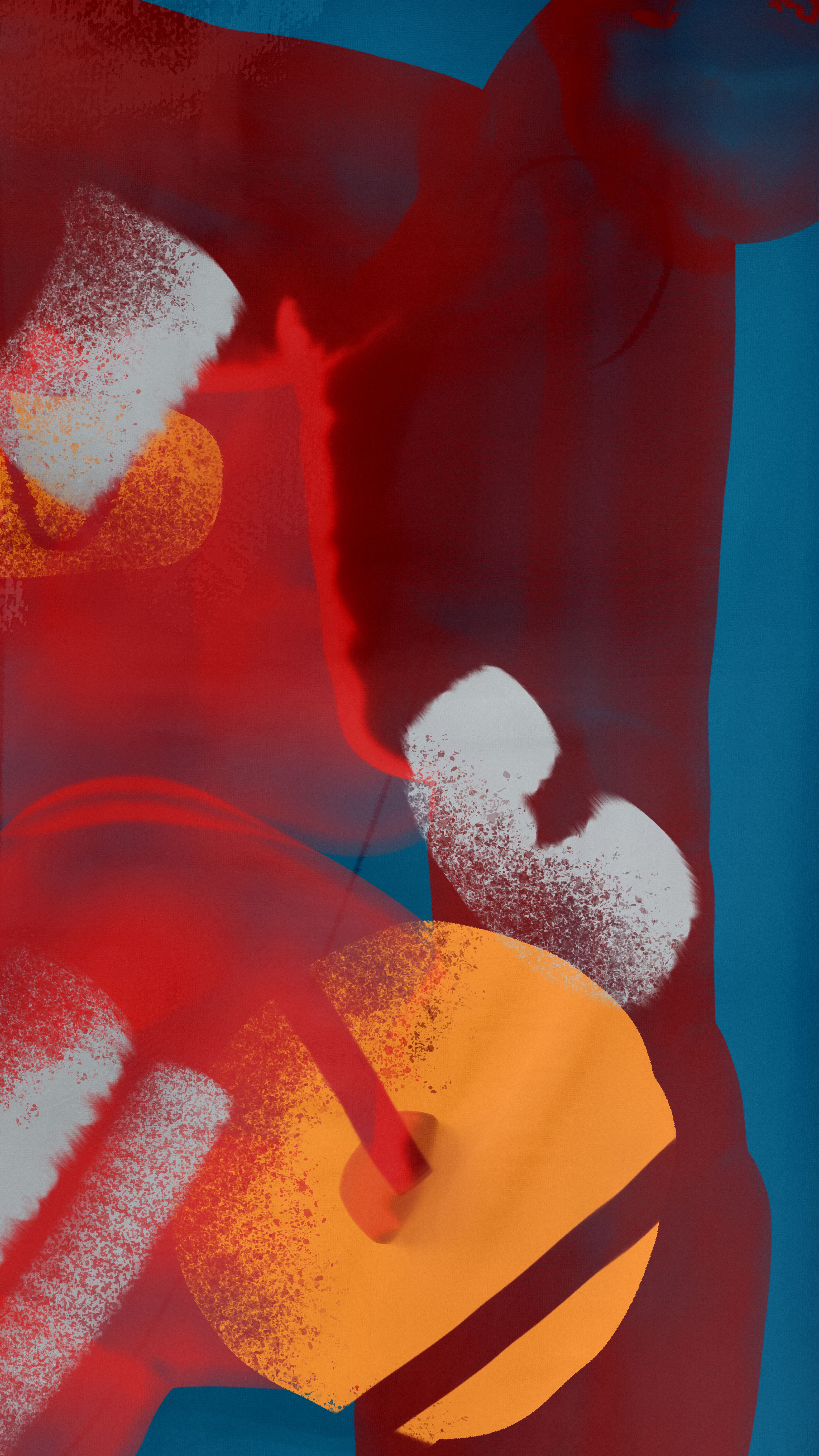 Dynamic abstract painting featuring vibrant colors and textured elements for a modern look.