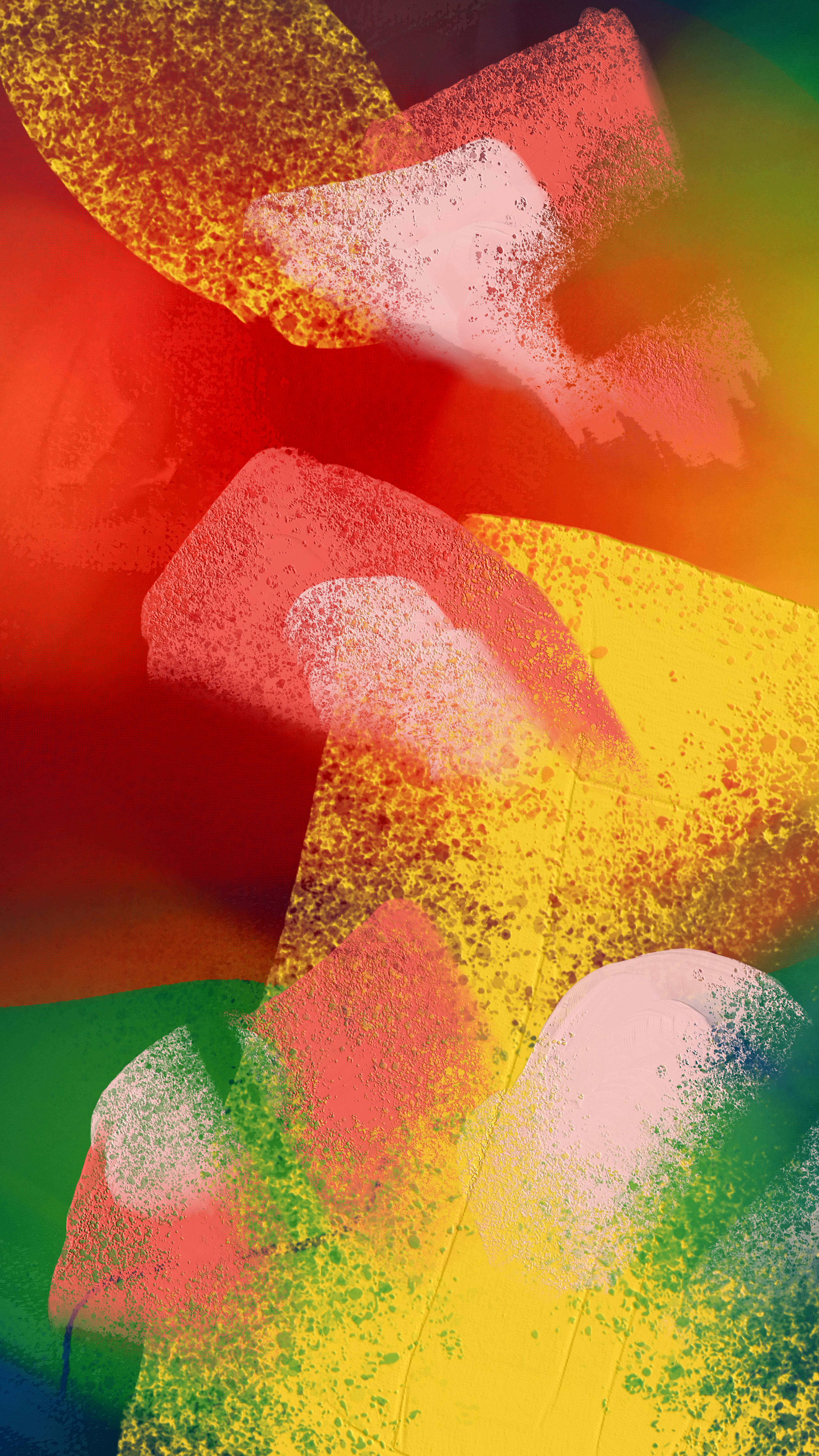 Colorful abstract expressionist artwork featuring bold textures and vibrant hues.