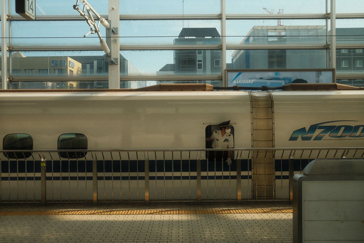 N700 shinkansen at the platform at Tokyo Station