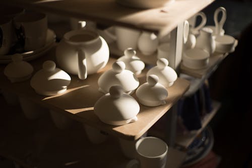 Foto Der Weißen Keramik Teekanne