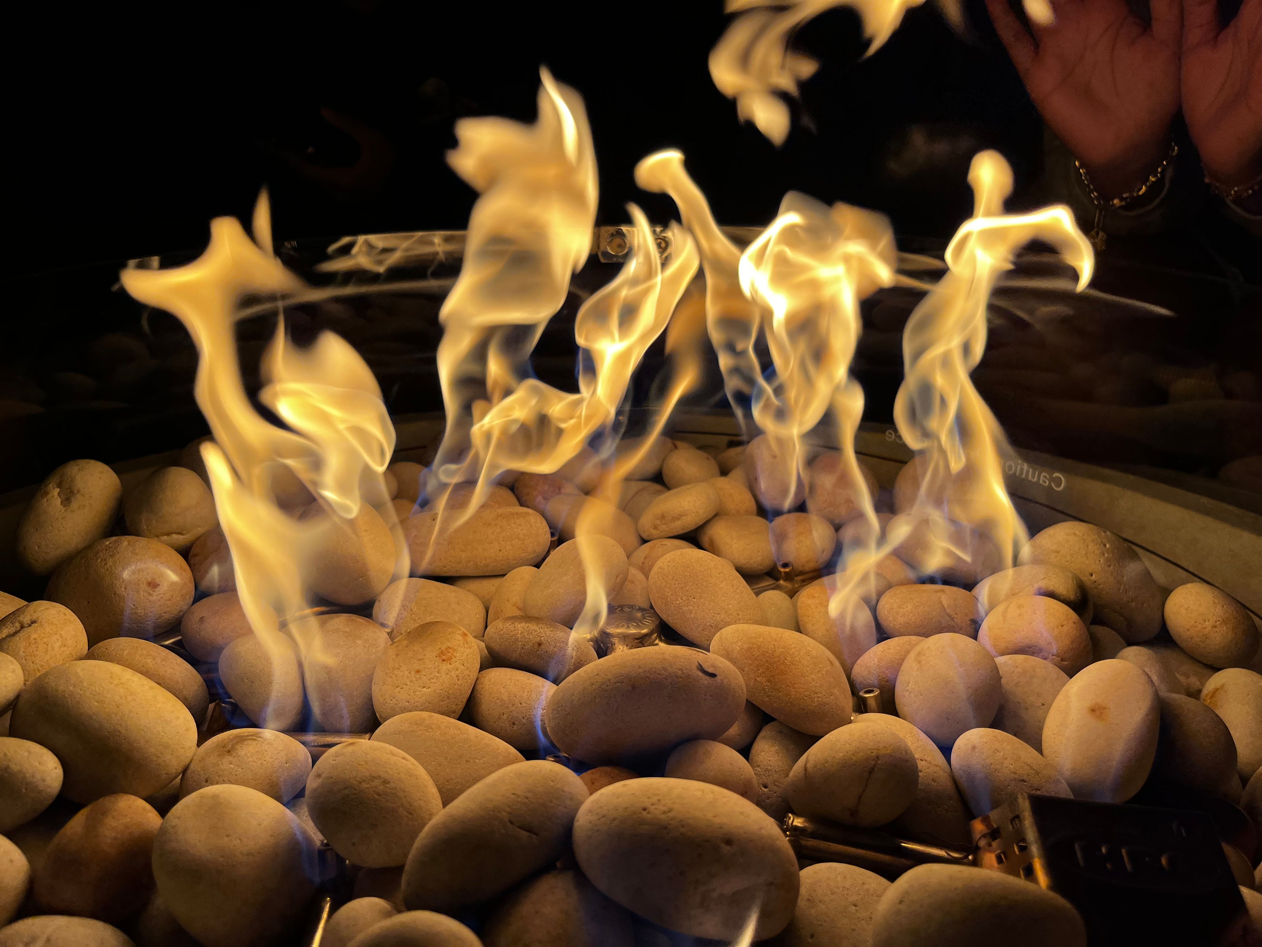 Cozy Fire Pit at Night with Glowing Flames · Free Stock Photo