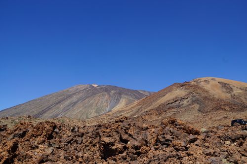Free A stunning landscape of Mount Teide Volcano under a clear blue sky. Stock Photo