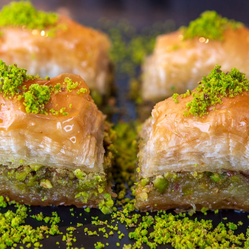 Pistachio Baklava with Honey Syrup