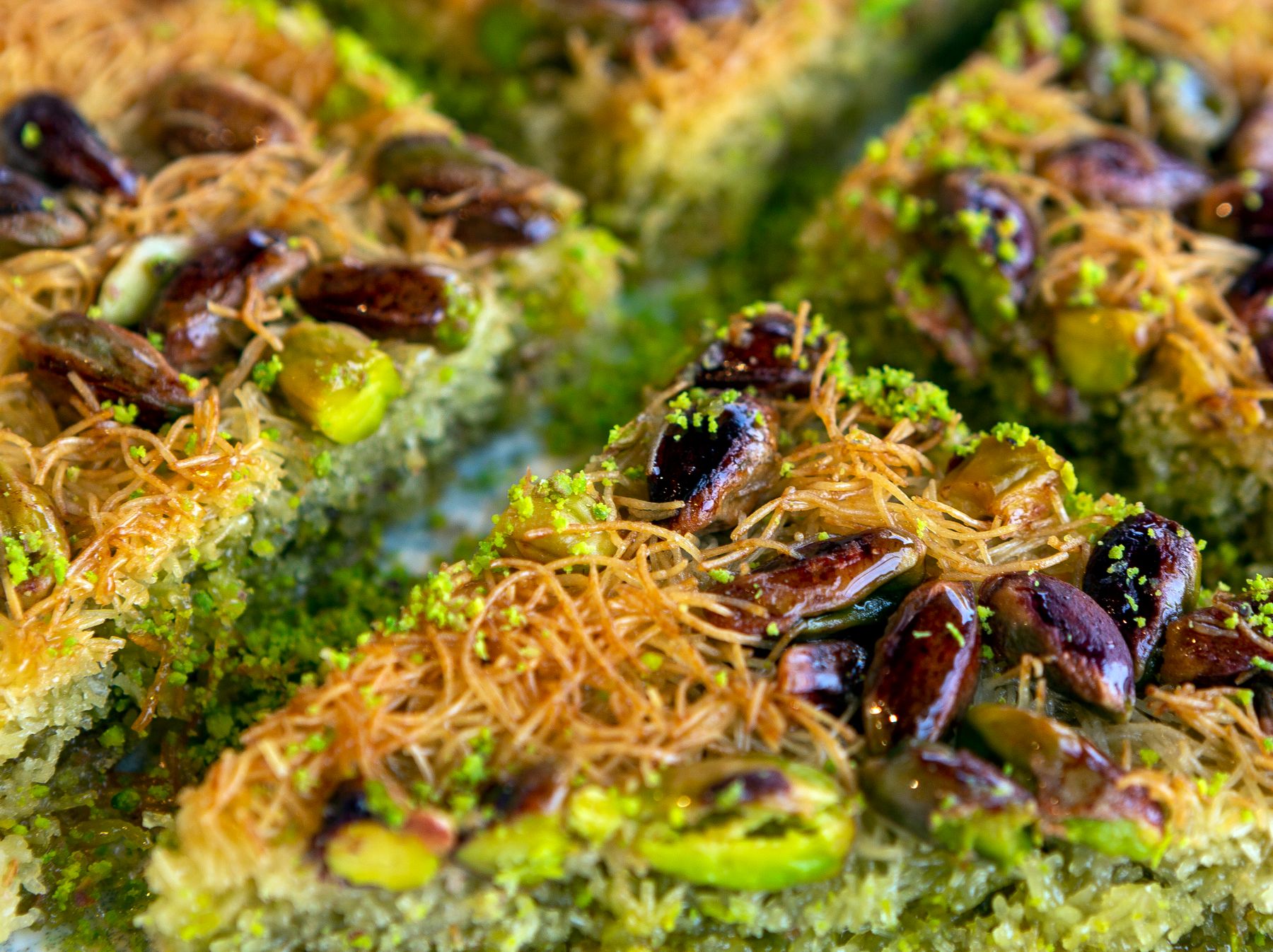 Close-up of pistachio baklava