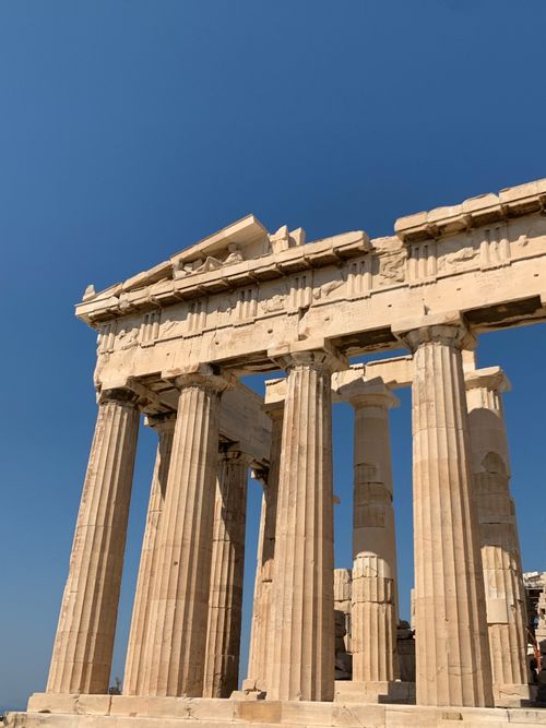 Free The iconic Parthenon Temple in Athens, Greece, captured under a clear blue sky. Stock Photo