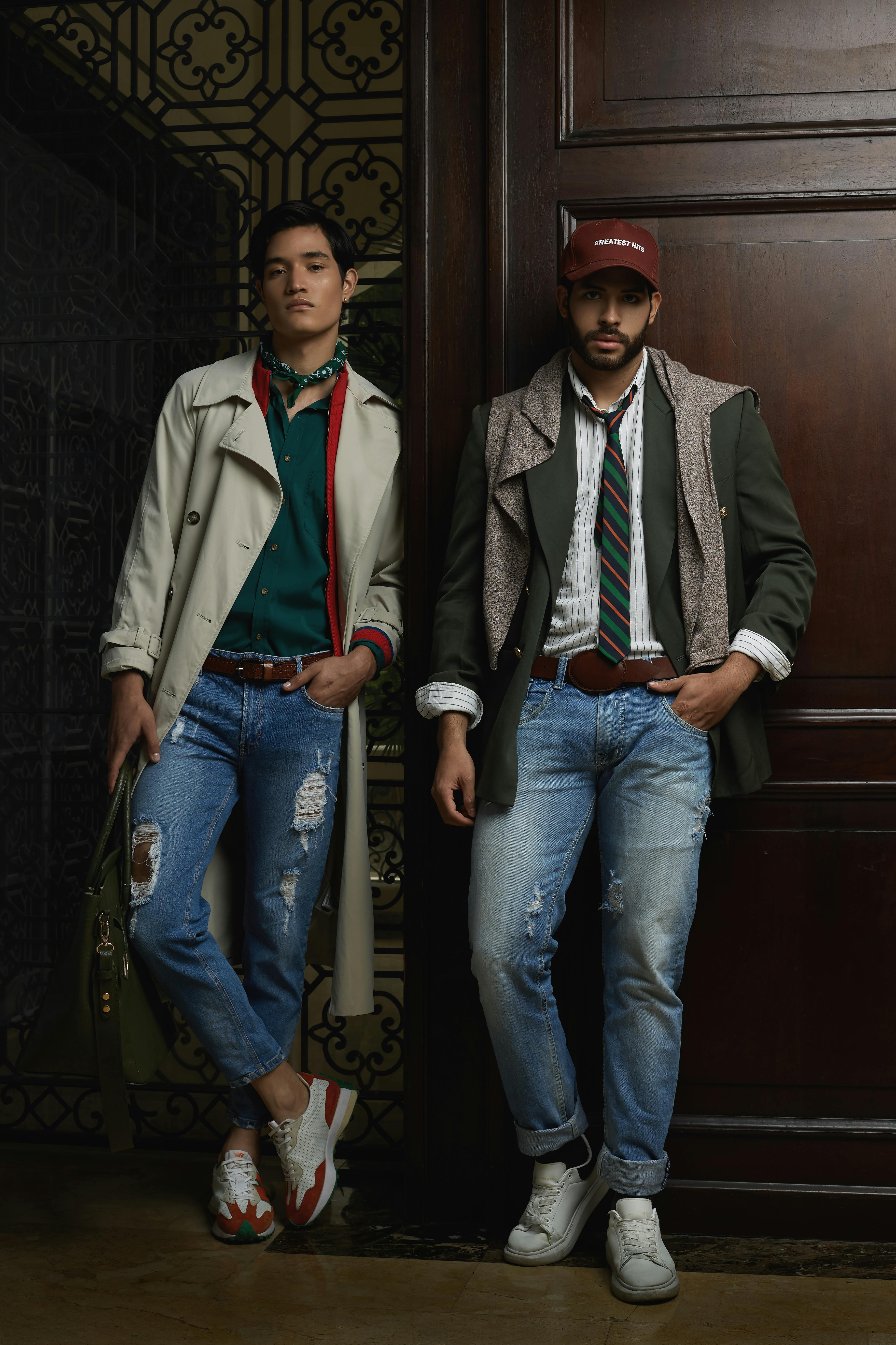 stylish men in modern urban fashion