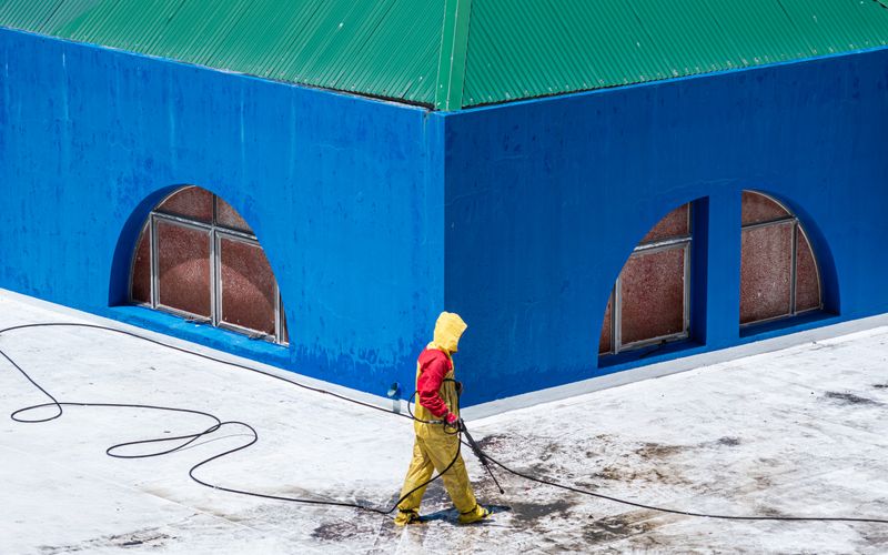 Building exterior washing