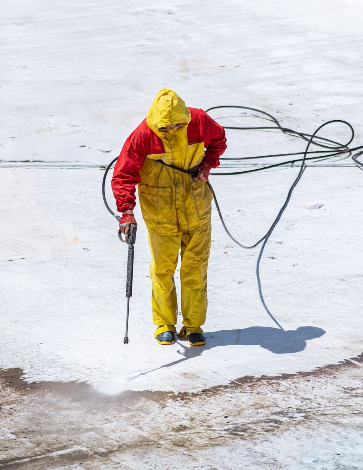 Worker in Protective Gear Using Pressure Washer · Free Stock Photo