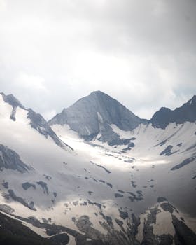 Stunning view of snow-covered mountains in Obergurgl, Austria, showcasing the alpine beauty.