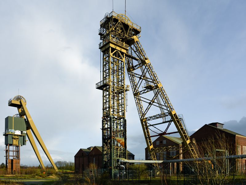 An old steel mining headframe at a historic industrial site