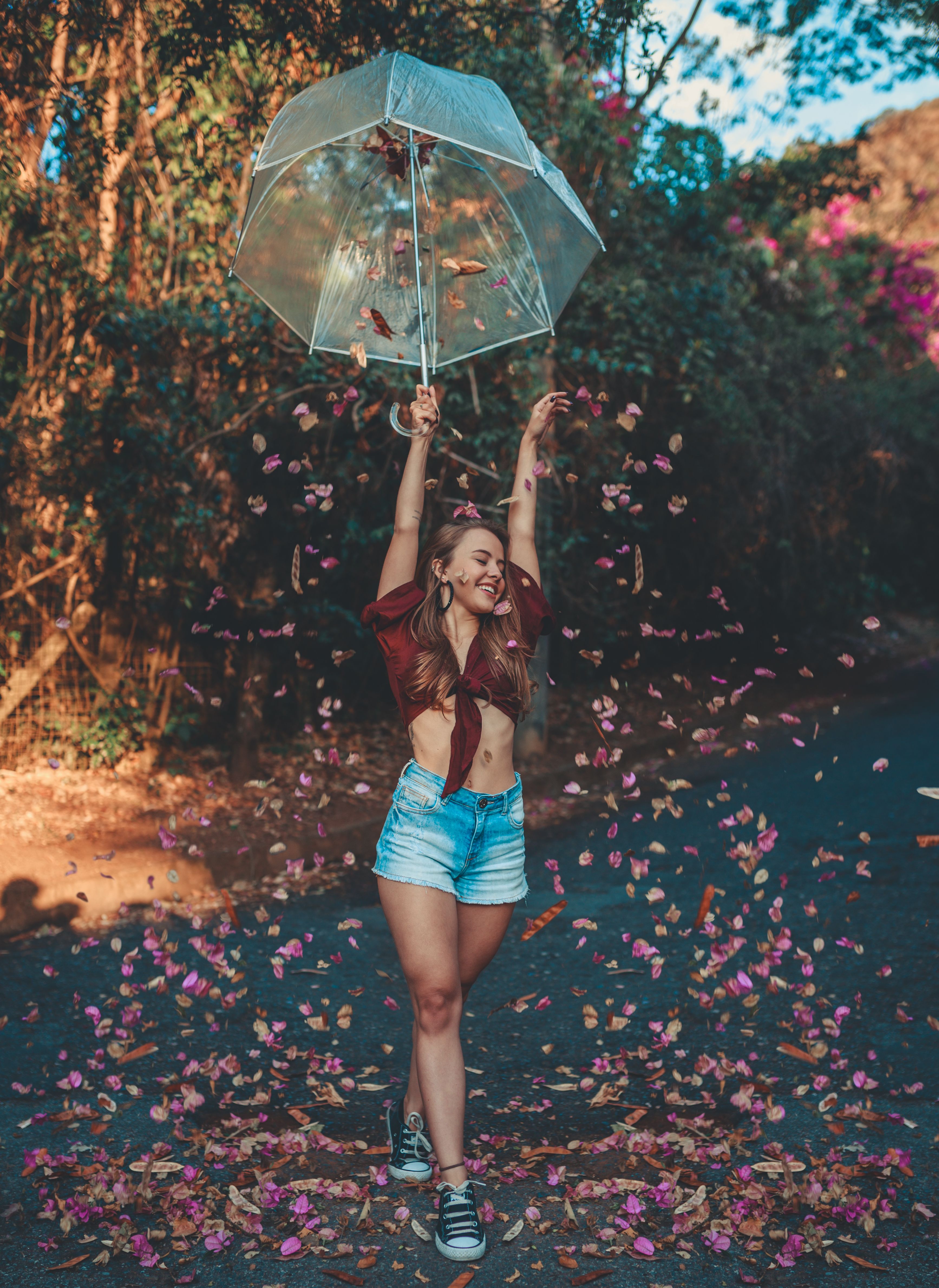 Woman Holding Transparent Umbrella · Free Stock Photo