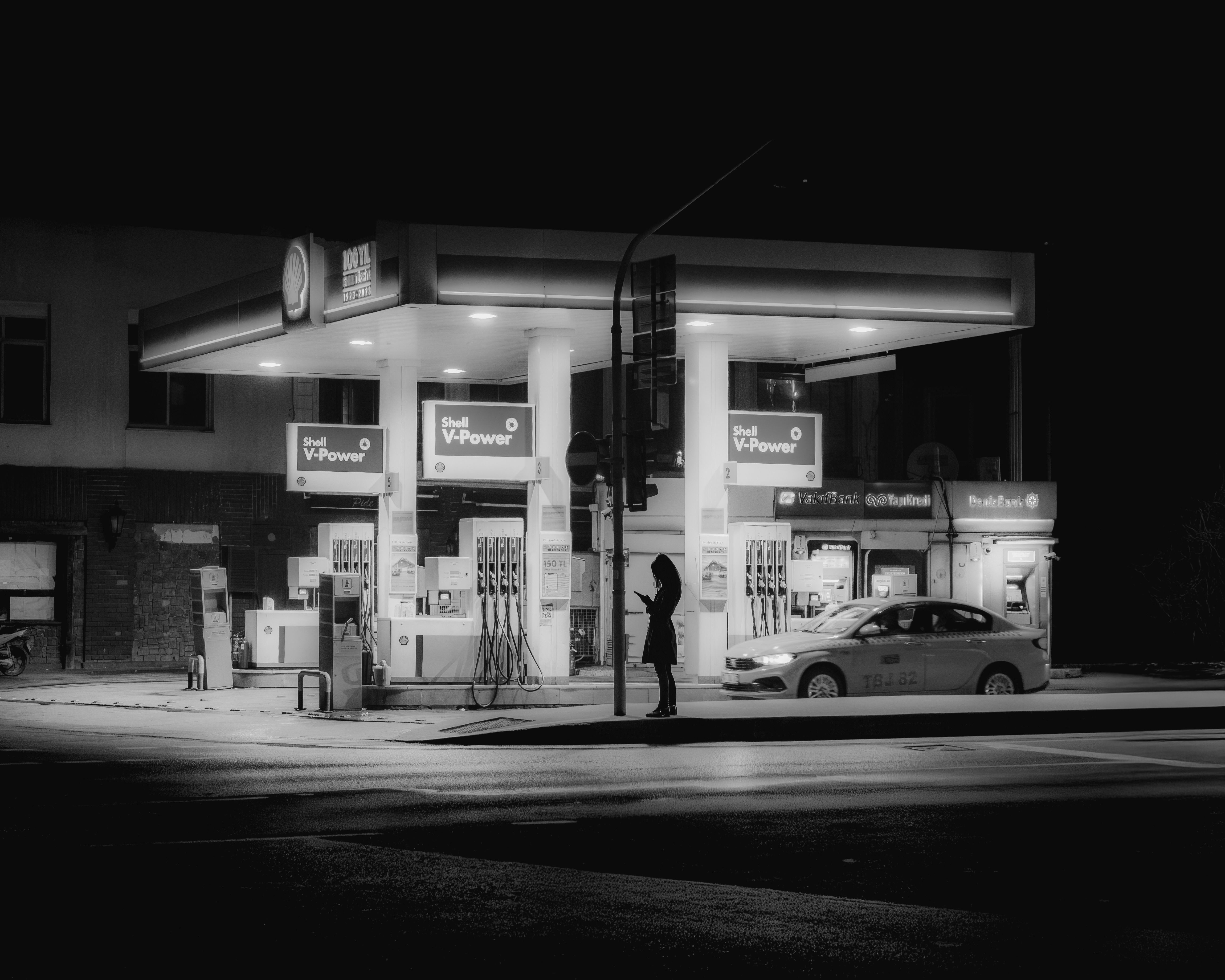 Rovinieta road toll vignette sign at a gas station in Romania