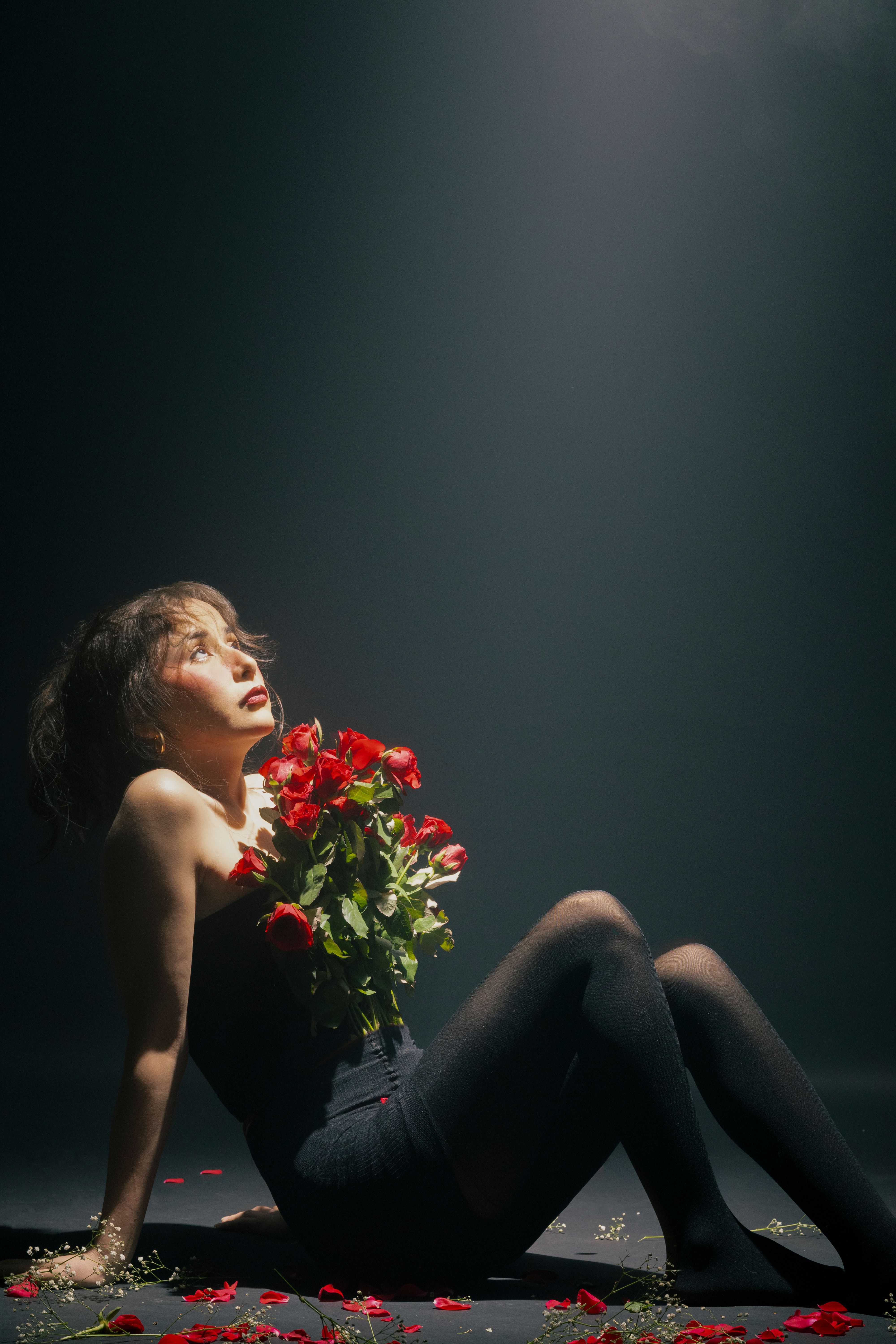 Elegant Portrait of Woman with Red Roses · Free Stock Photo
