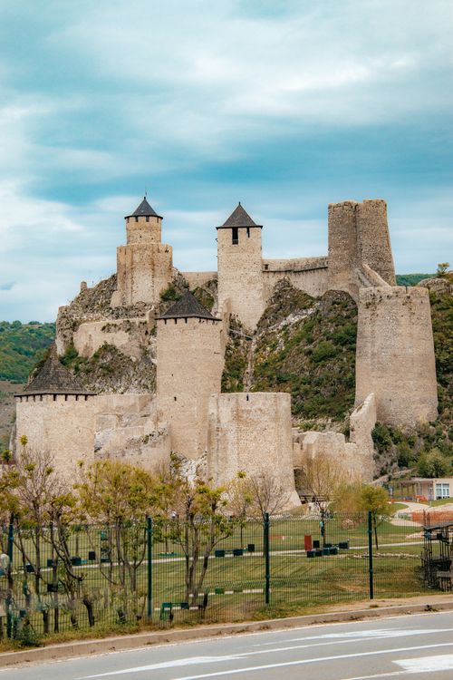 Free Ancient fortress in Golubac, Serbia, showcasing Balkan architecture against a scenic landscape. Stock Photo