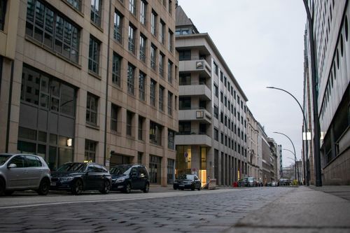 Free A street view capturing the architecture and ambiance of downtown Hamburg. Stock Photo