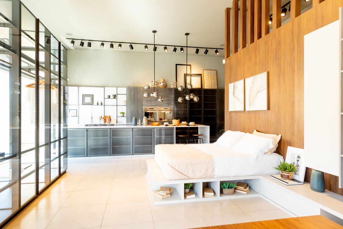 Modern Open-Plan Bedroom and Kitchen Design · Free Stock Photo