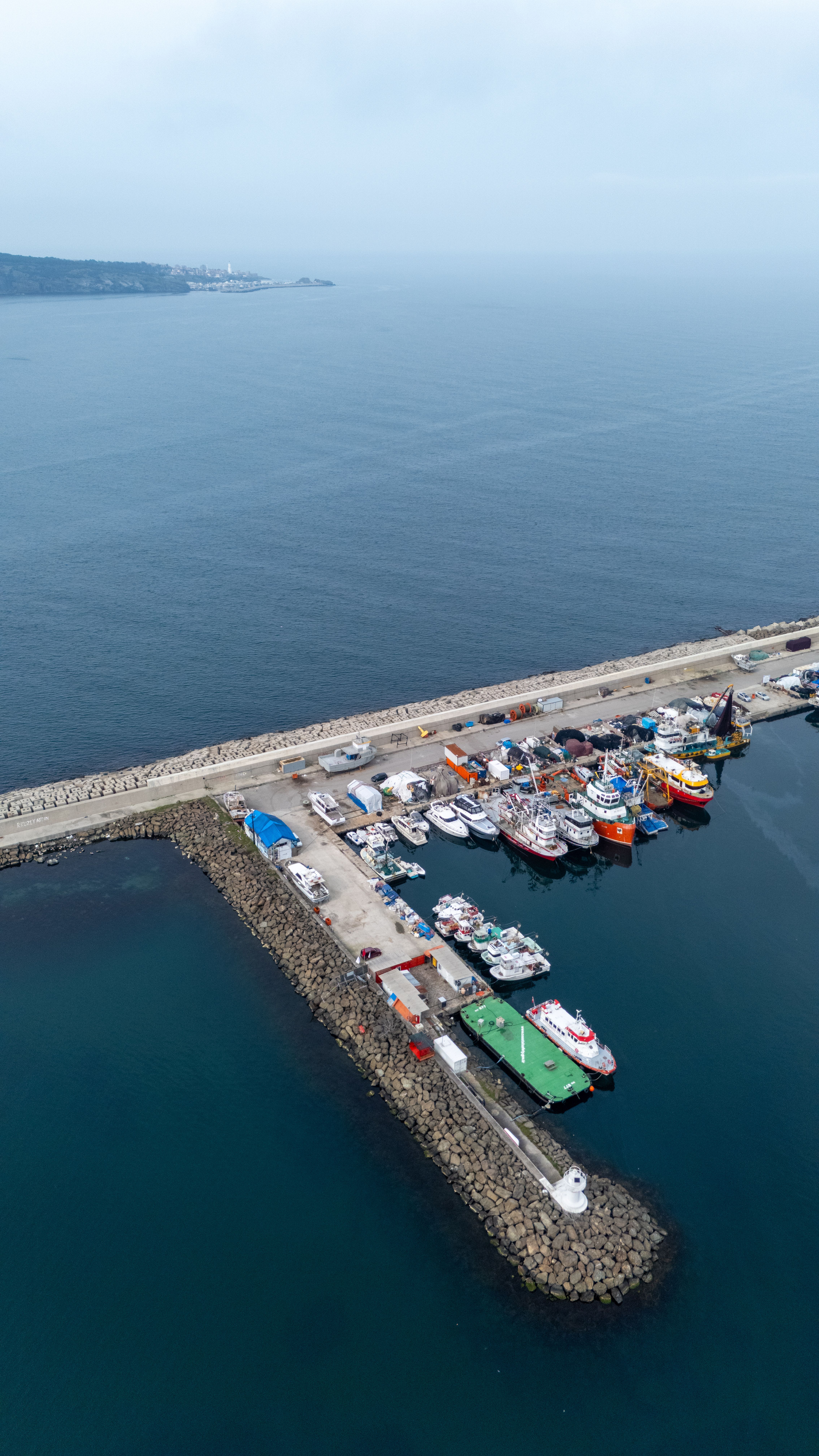 Aerial View of a Harbor with Docked Boats · Free Stock Photo