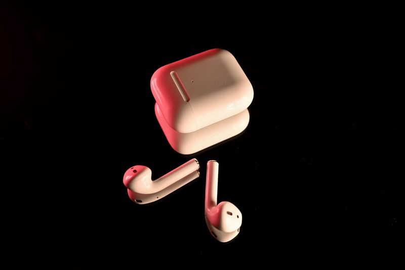 Wireless over-ear headphones on a desk