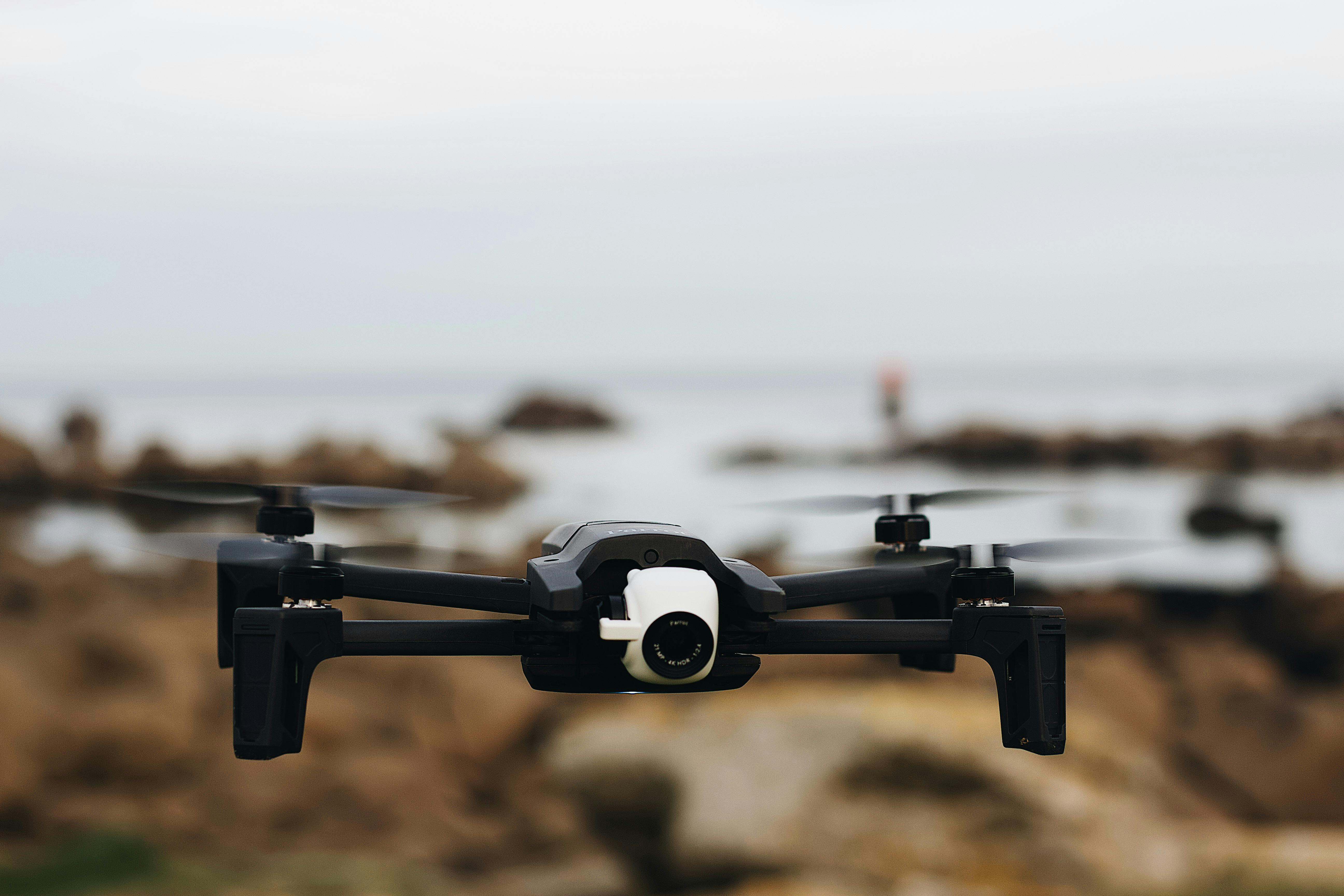 shallow focus photo of drone camera