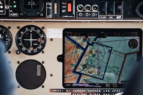 Free Dashboard in cockpit of modern airplane Stock Photo