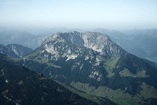 A breathtaking view of the majestic Alps mountains captured on a clear day.