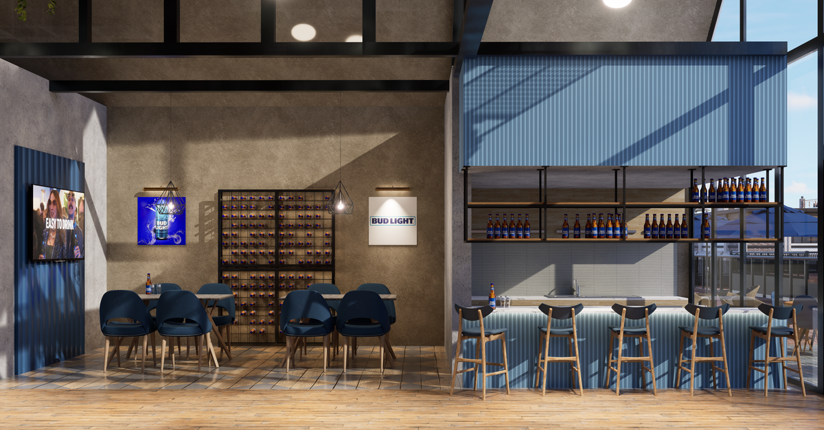 Modern Bar Interior with Blue Accents · Free Stock Photo
