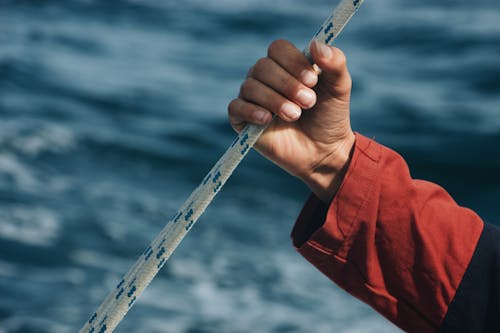 Free Person Holding on Rope Stock Photo