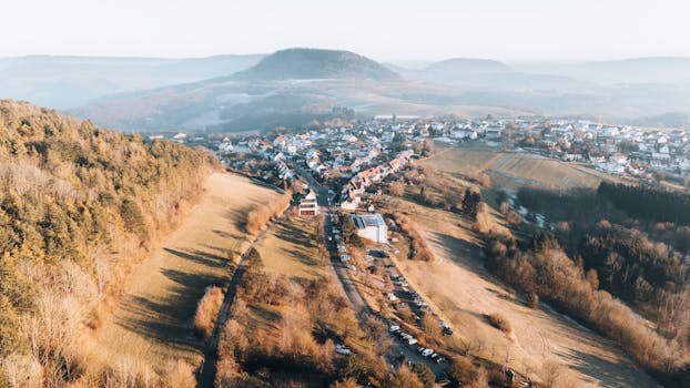 Scenic aerial view of Schwäbisch Gmünd in winter, capturing the serene German landscape.