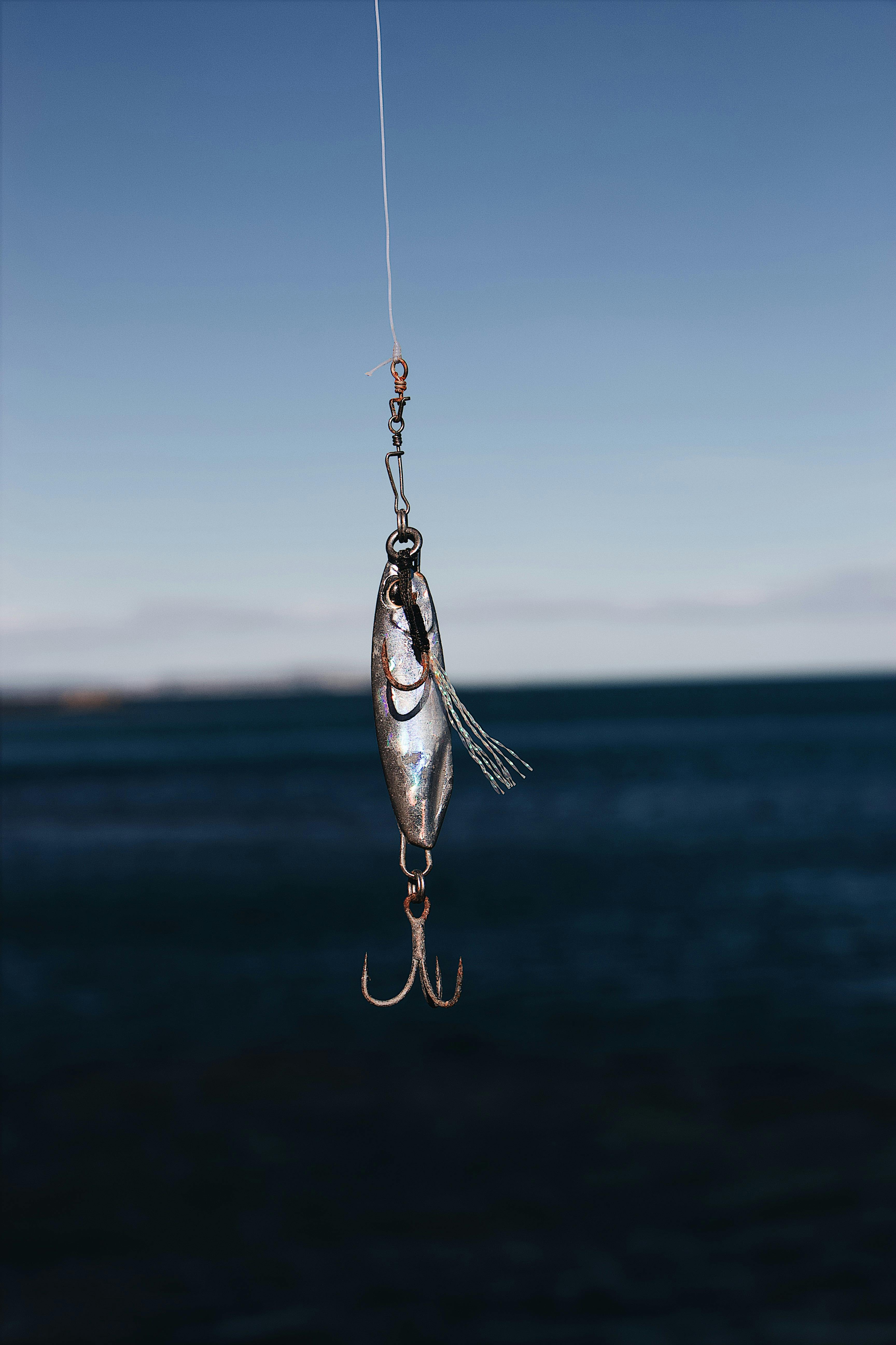 Fishing Hook Hanging On A Fishing Line Stock Photo - Download, Fish Line  For Hanging 