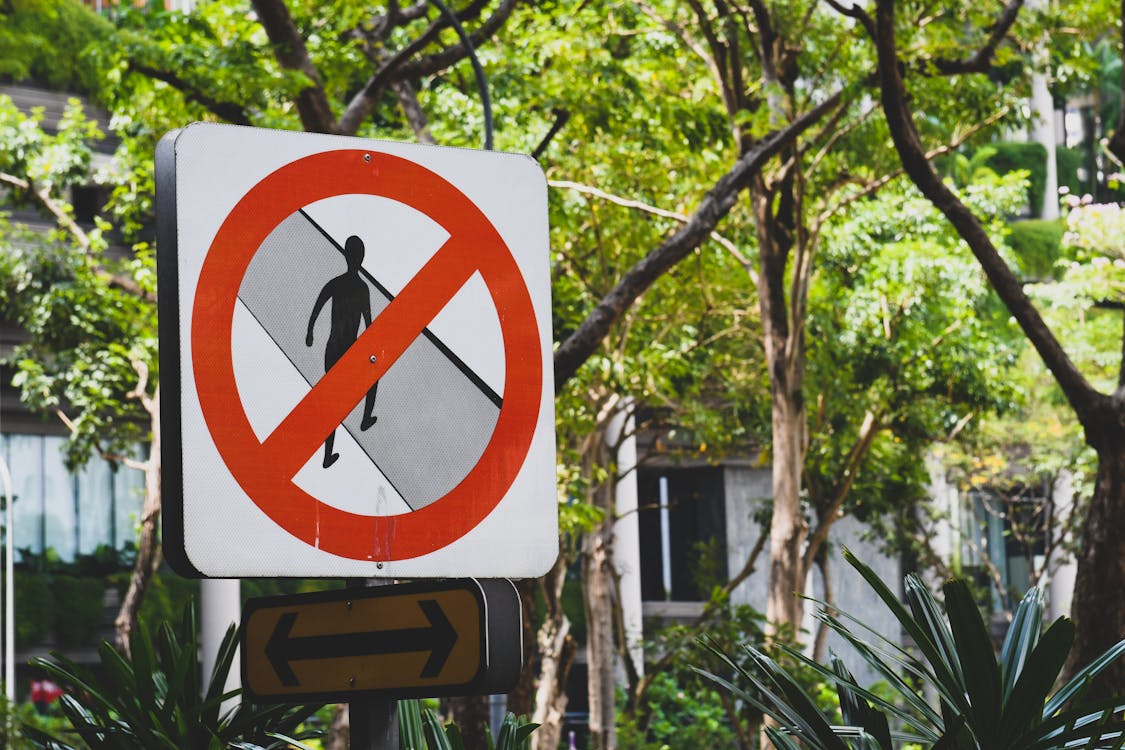 Free stock photo of alert, no crossing, no pedestrian traffic signs