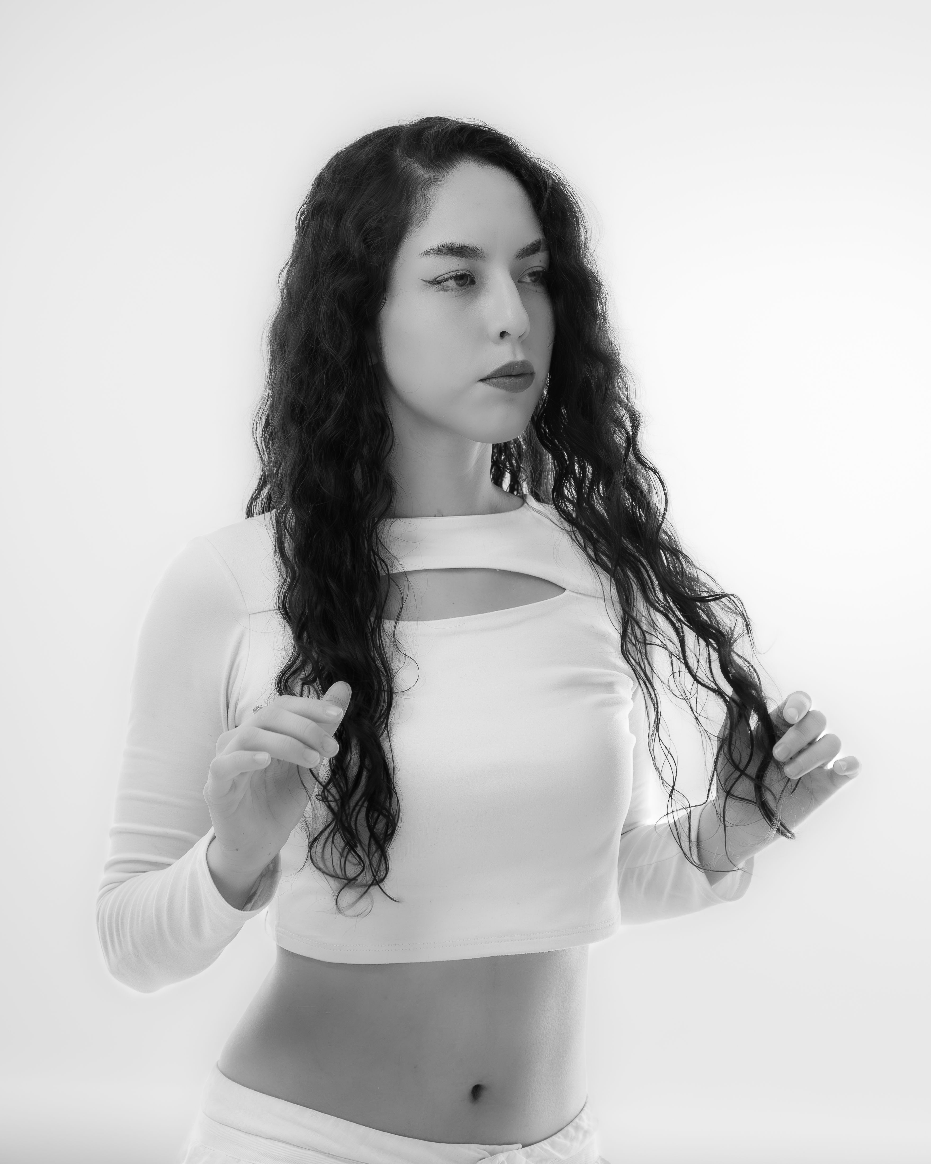 Black and White Portrait of Stylish Woman with Curly Hair · Free Stock ...