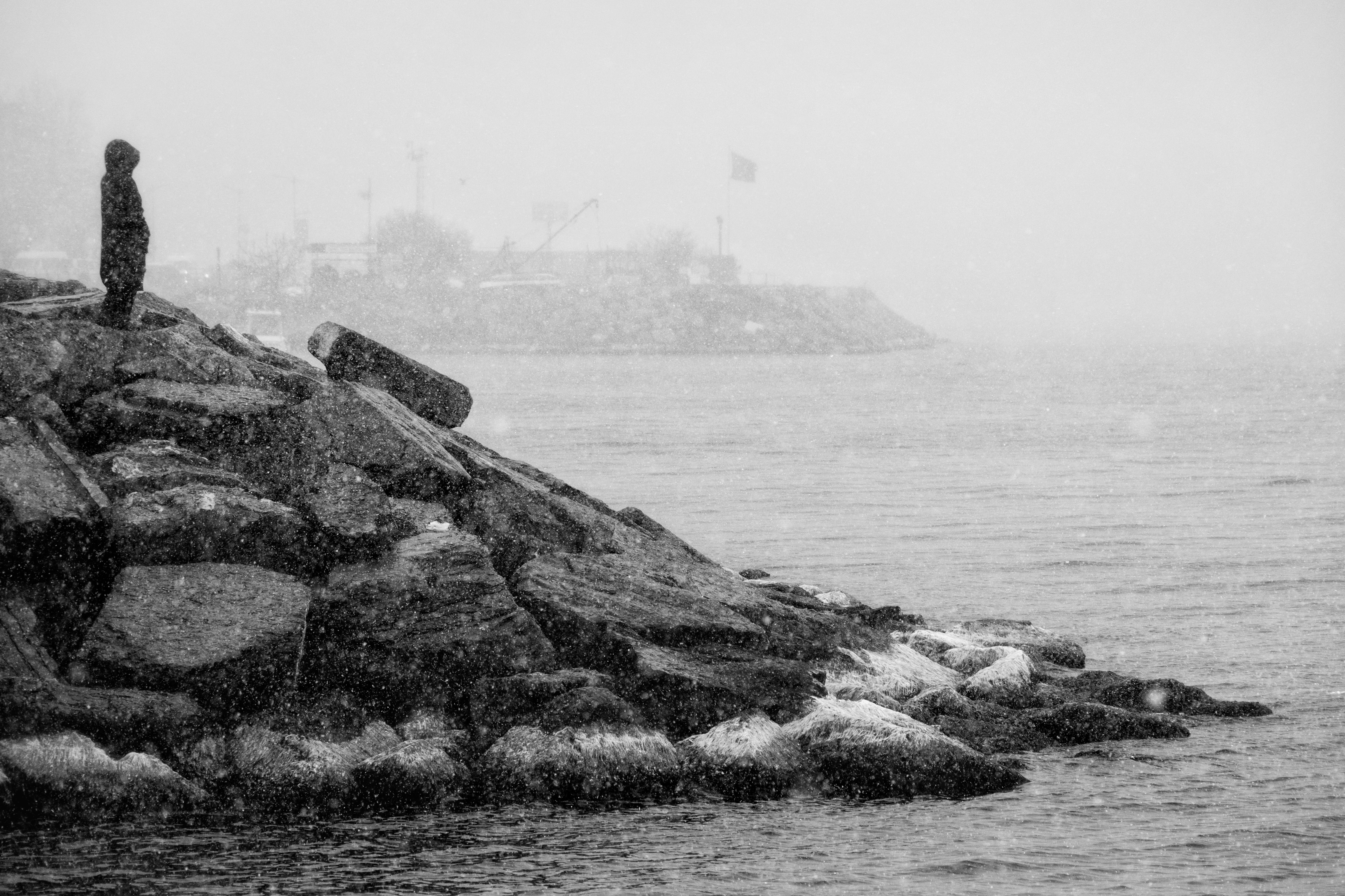 Coastline under storm clouds