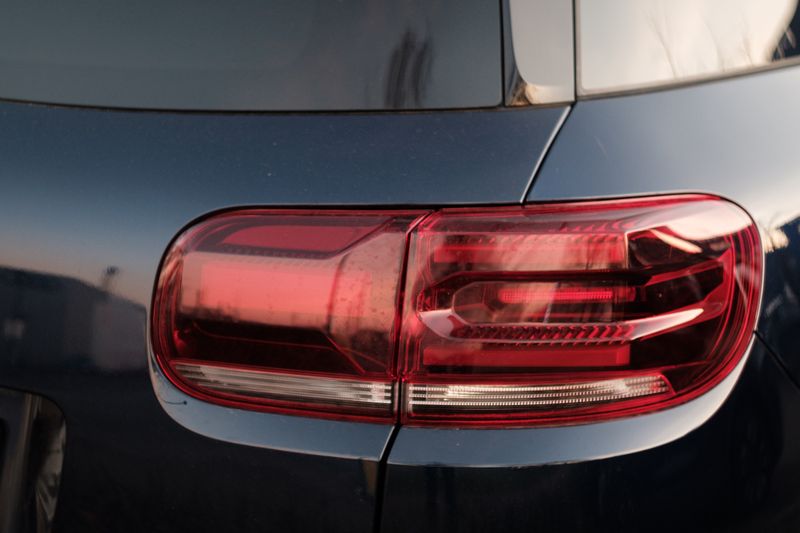 Detailed view of a modern vehicle tail light