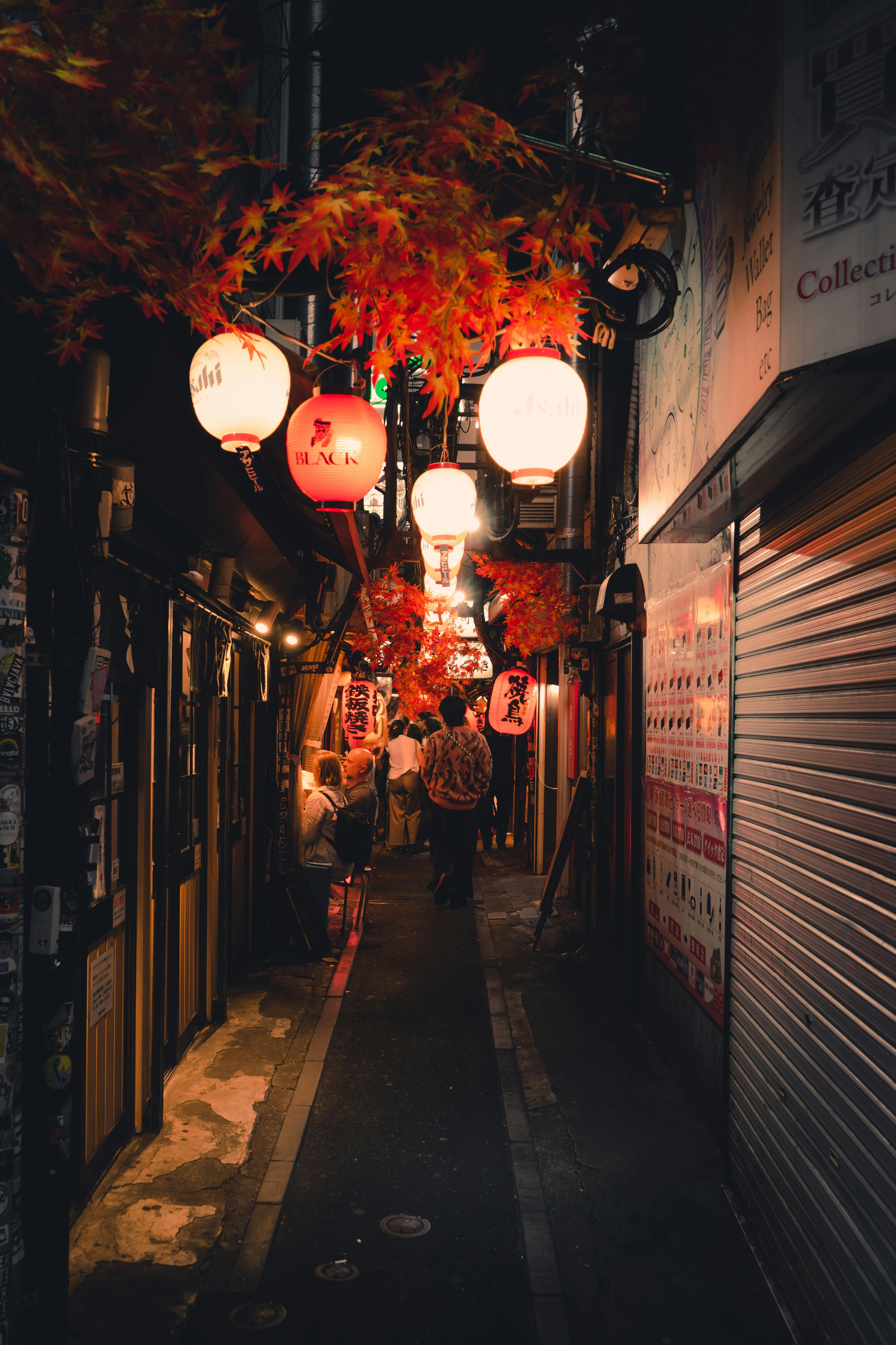 ☆昭和レトロ☆街灯☆希少☆NYな雰囲気もある☆ Magical Evening in Tokyo's Lantern-Lit Alley · Free Stock Photo
