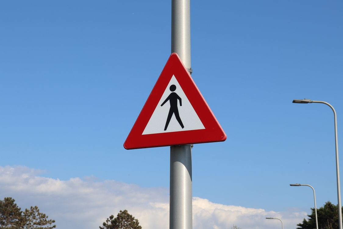Pedestrian Warning Triangle Traffic Sign · Free Stock Photo