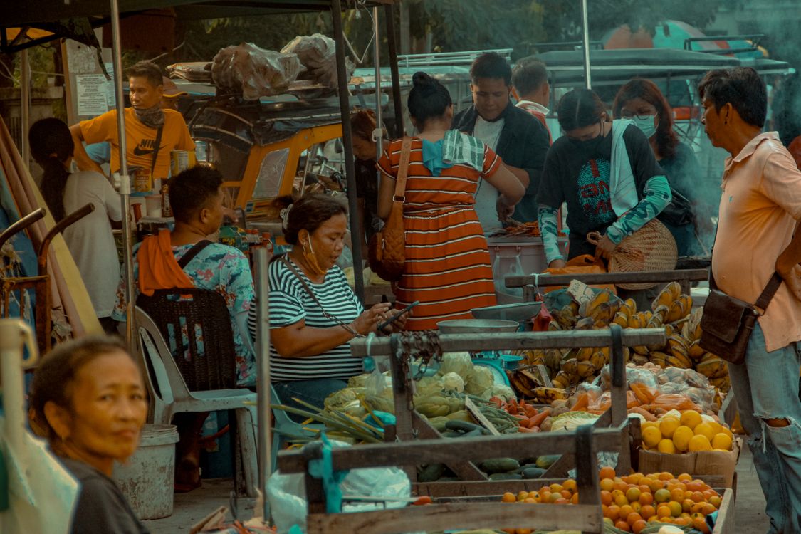 Local Market Examples Vibrant Street Market Scene with Diverse Vendors · Free Stock Photo