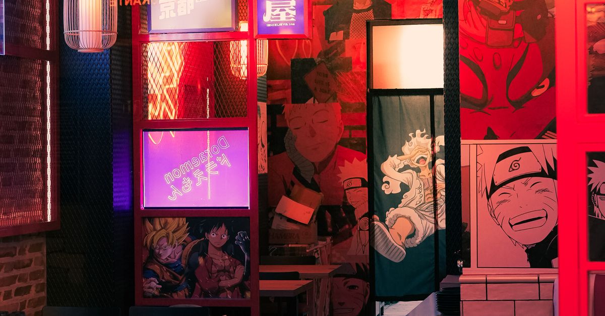 Vibrant Tokyo Anime-Themed Restaurant Interior · Free Stock Photo