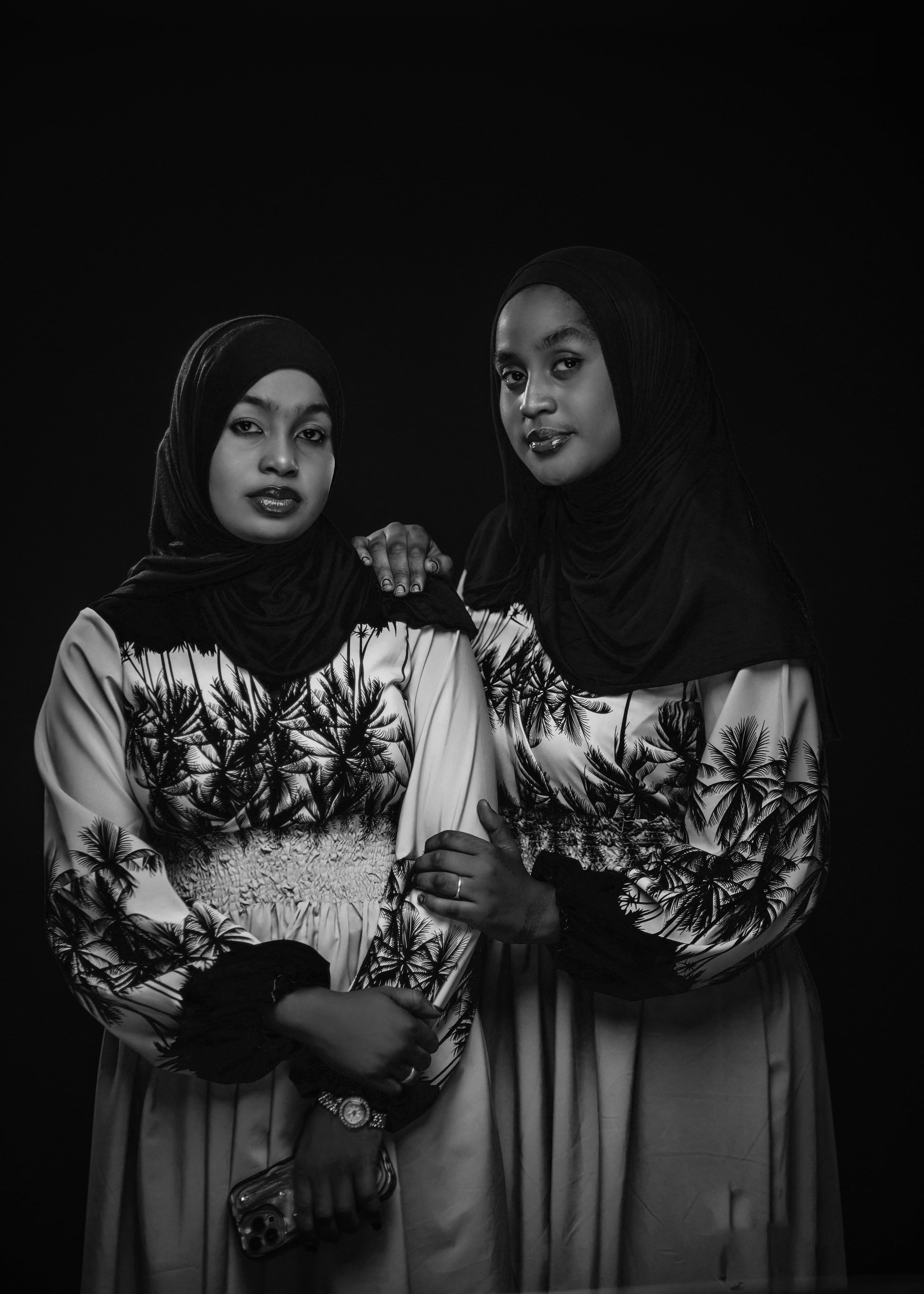Elegant Black and White Portrait of Two Women · Free Stock Photo