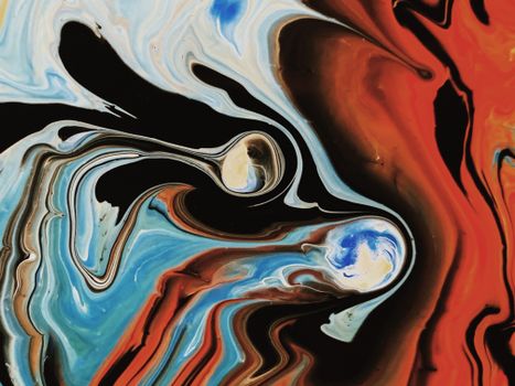 A striking abstract fluid art piece featuring swirling vibrant colors, creating a captivating visual effect.