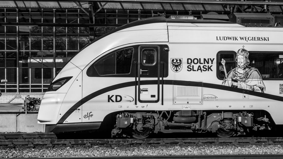 Modern train at a regional Czech Republic station, ready for departure