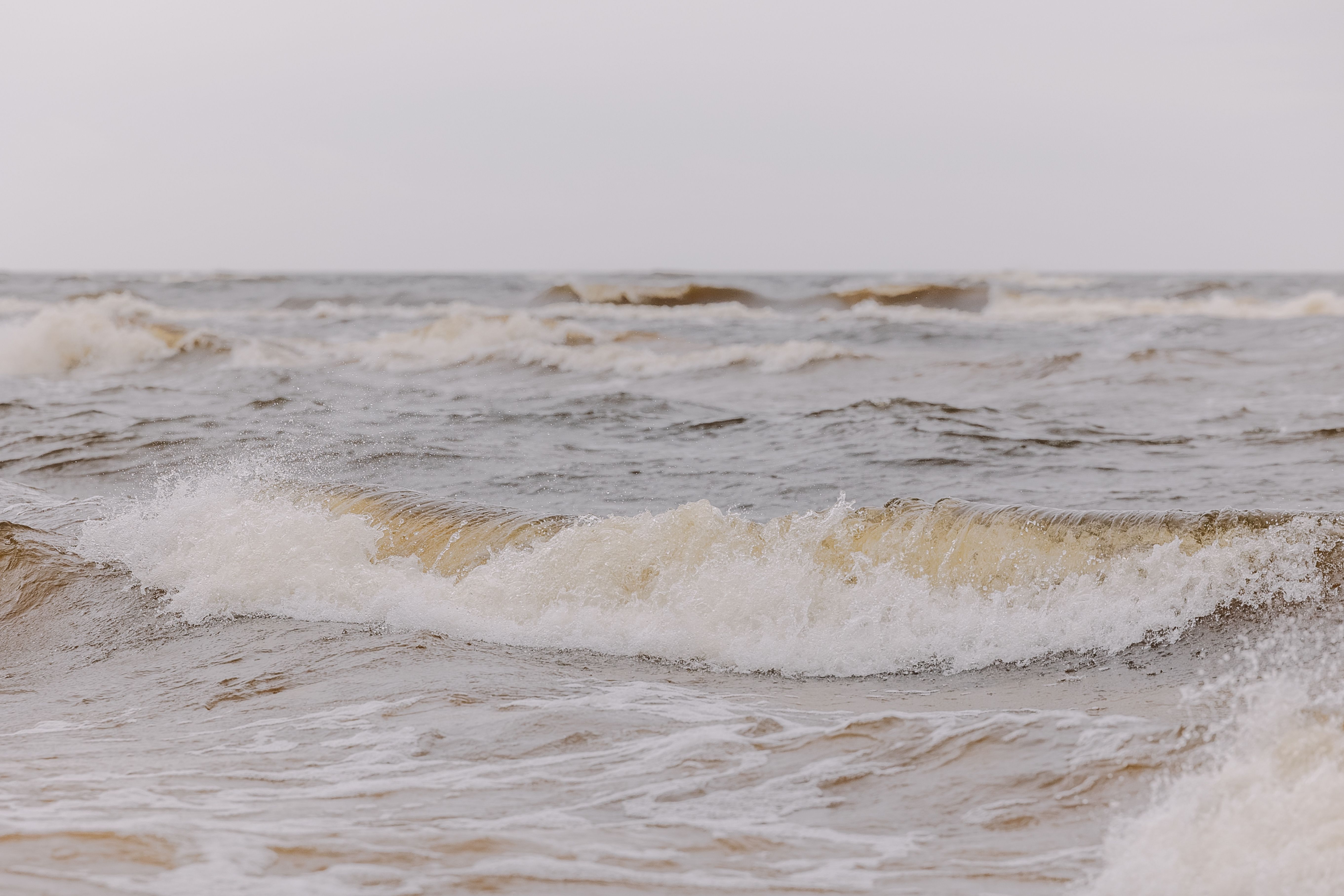 台風後の濁った海と河川からの流れ込み